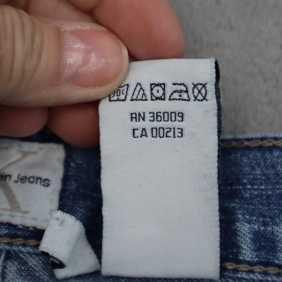 Calvin Klein Jeans Pants Womens 14 Blue Denim Flat Front Pockets High Rise - Picture 9 of 16